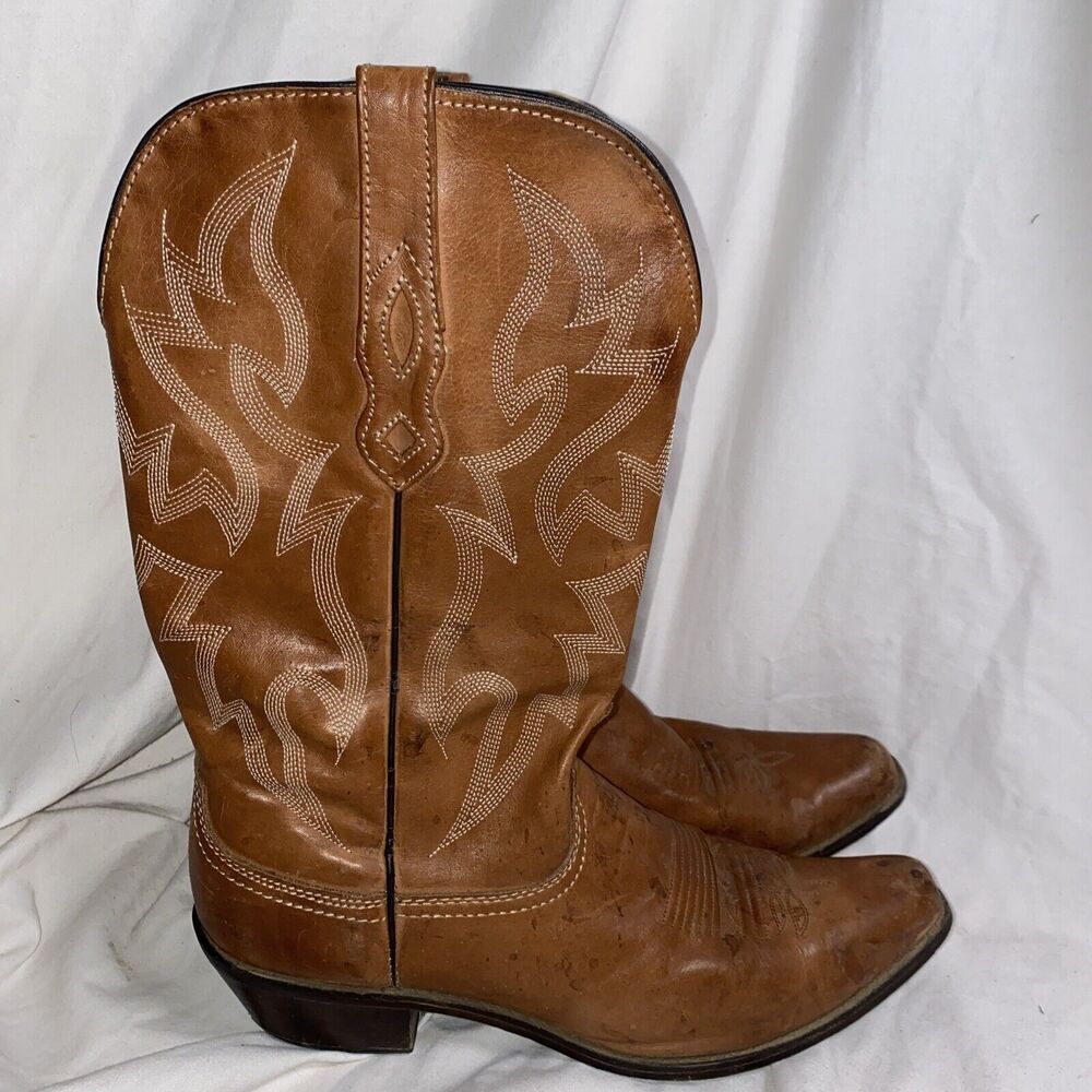 Nocona Western Cowboy Boots Men 10B Leather Brown NL1604 Pointed Toe country